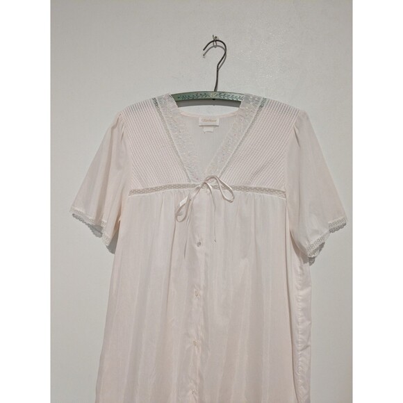 Vintage Barbizon Robe Pink Floral Lace Dressing Gown Granny Chic Cottagecore S/M - Picture 3 of 5